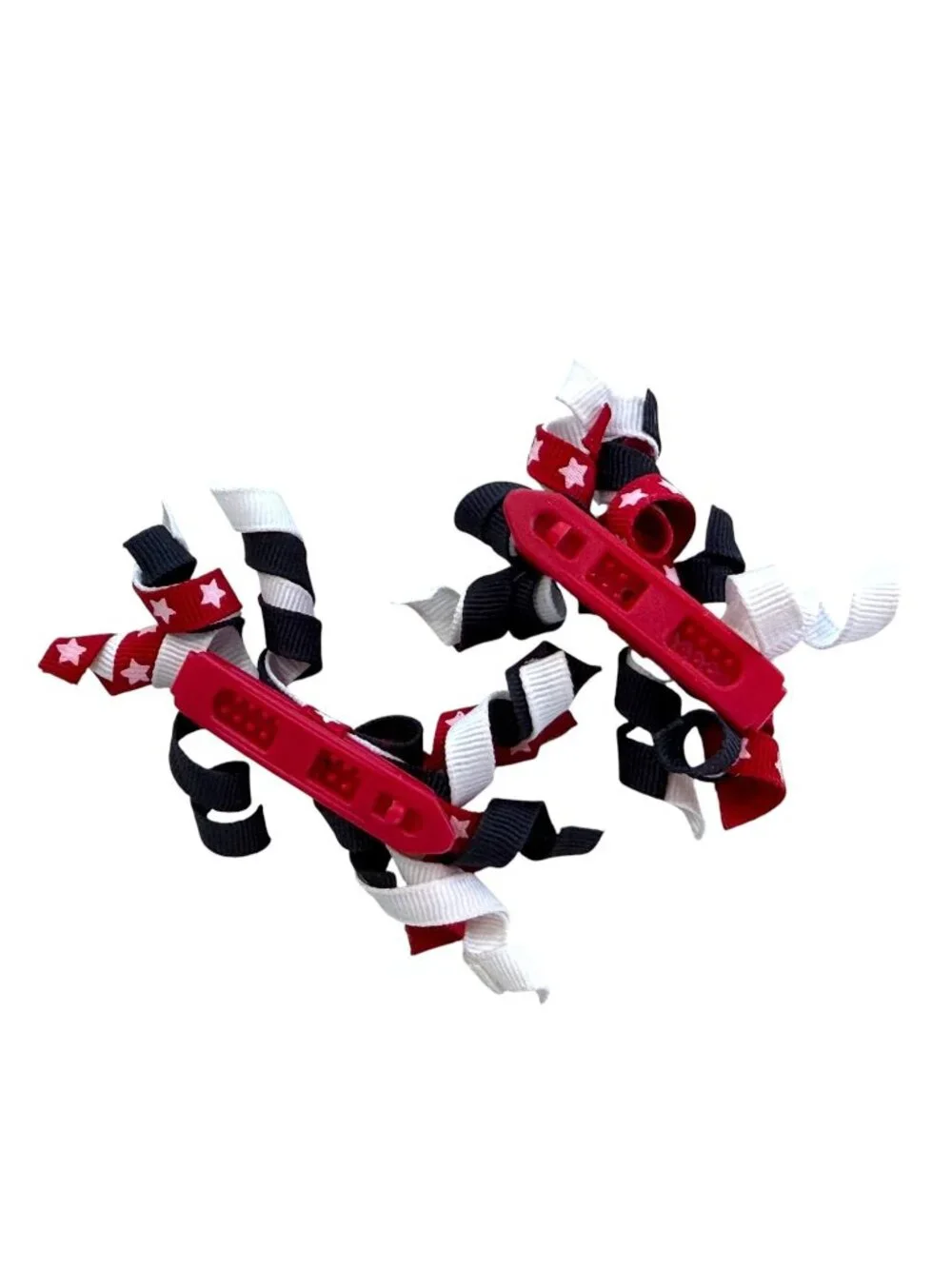Gymboree Red White Patriotic Stars Curlies Hair Clips